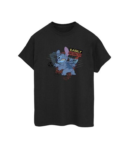 Disney Femmes/Les femmes Lilo And Stitch Easily Distracted - T-shirt boyfriend en coton (Noir) - UTBI29738
