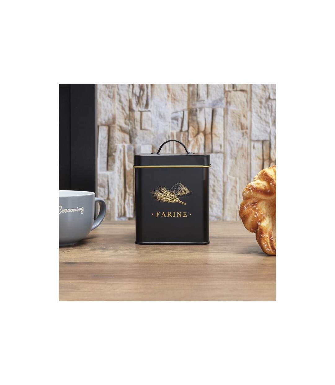 Boîte à Farine en Métal Lounge 19cm Noir-4