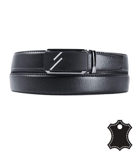 Ceinture en cuir noir pour homme avec boucle automatique réglable