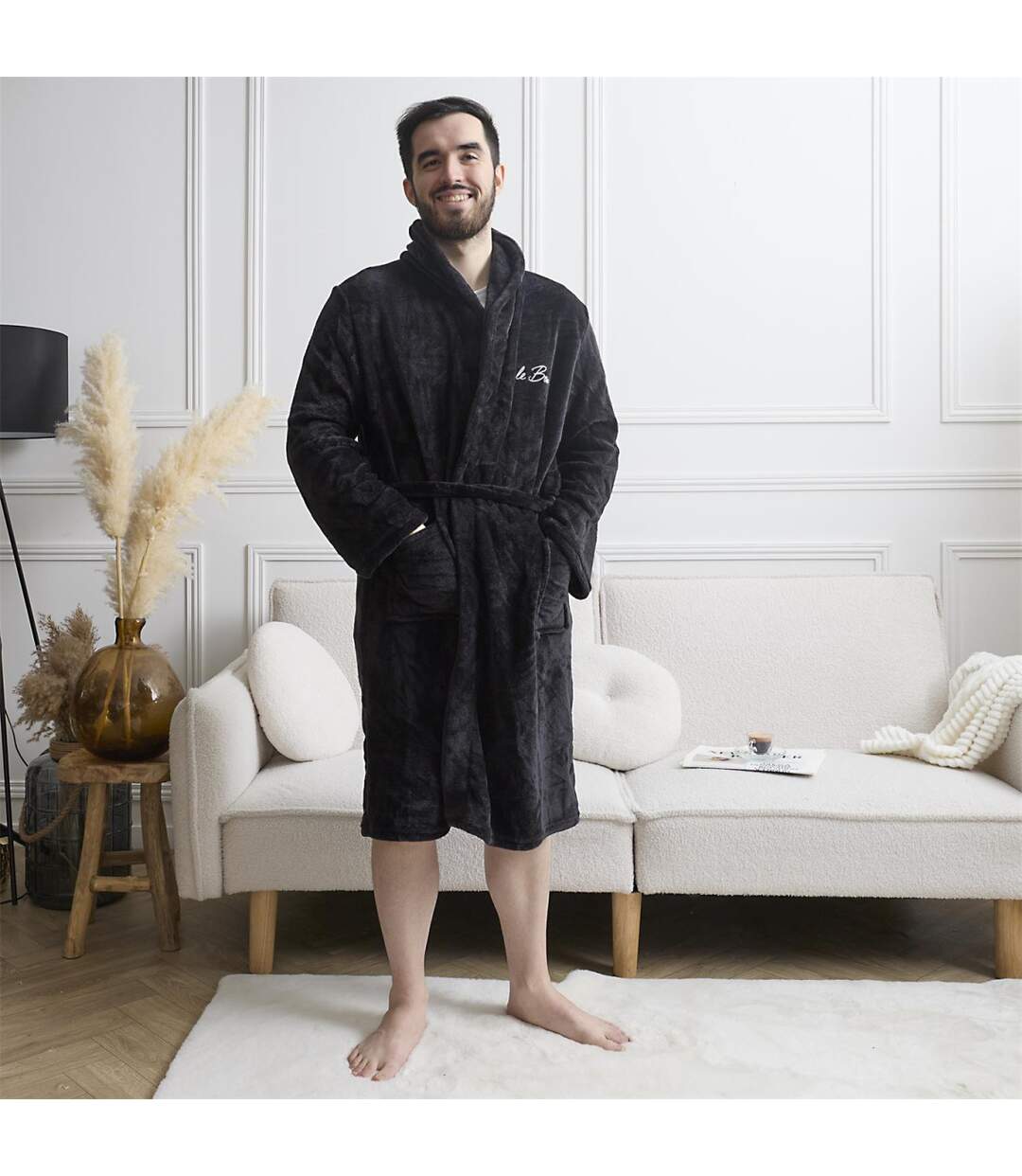 Robe de Chambre Polaire Le Boss Noir-4