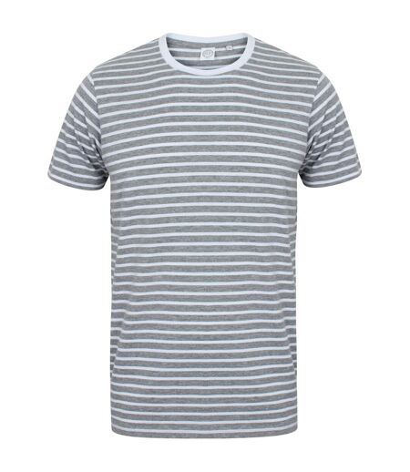 Striped t-shirt à manches courtes adulte unisexe gris chiné/blanc Skinni Fit