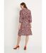 Robe courte évasée fleurie col V boutonné-2