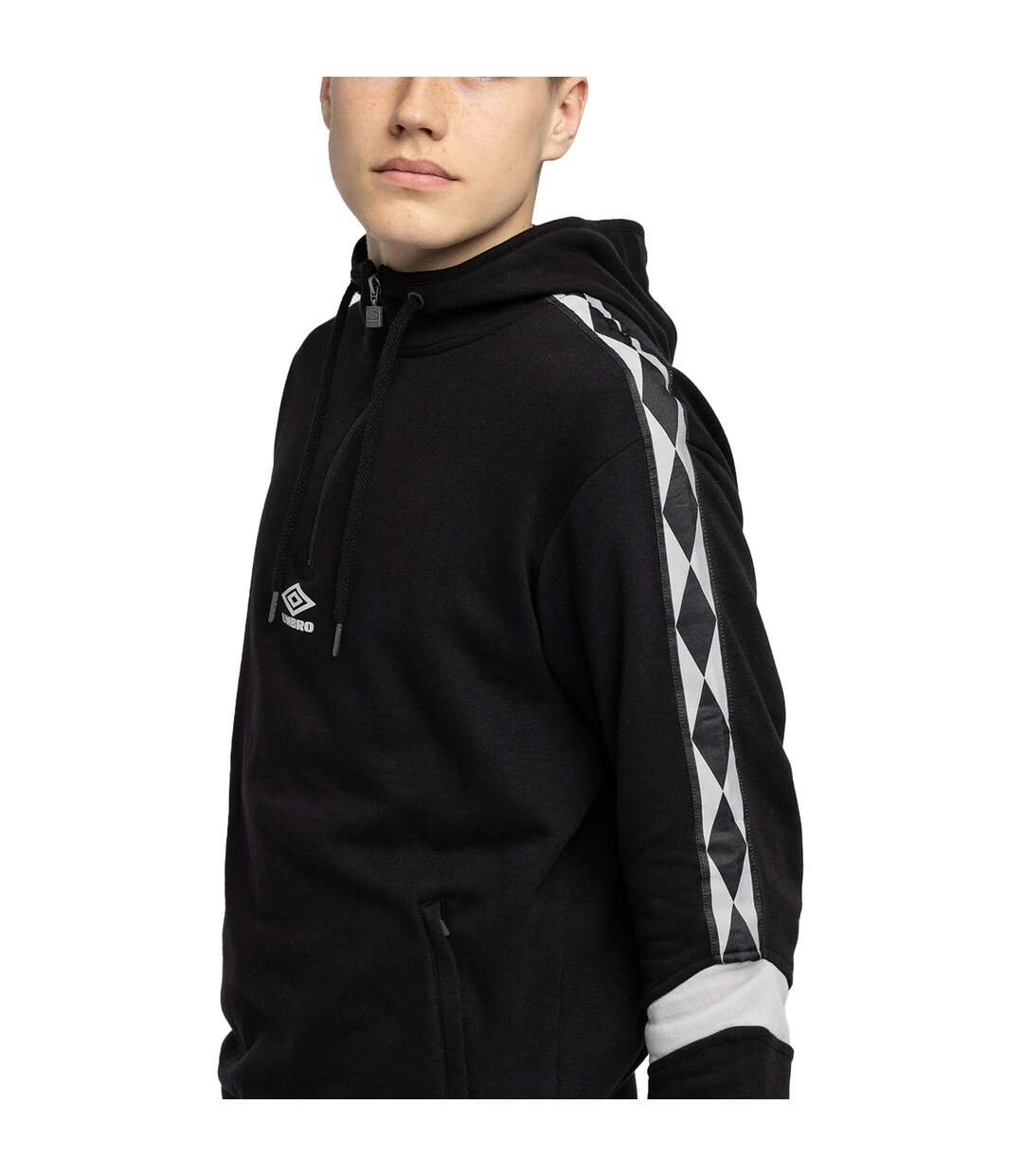 Mens Diamond Half Zip Hoodie Black Lunar Rock Umbro-4