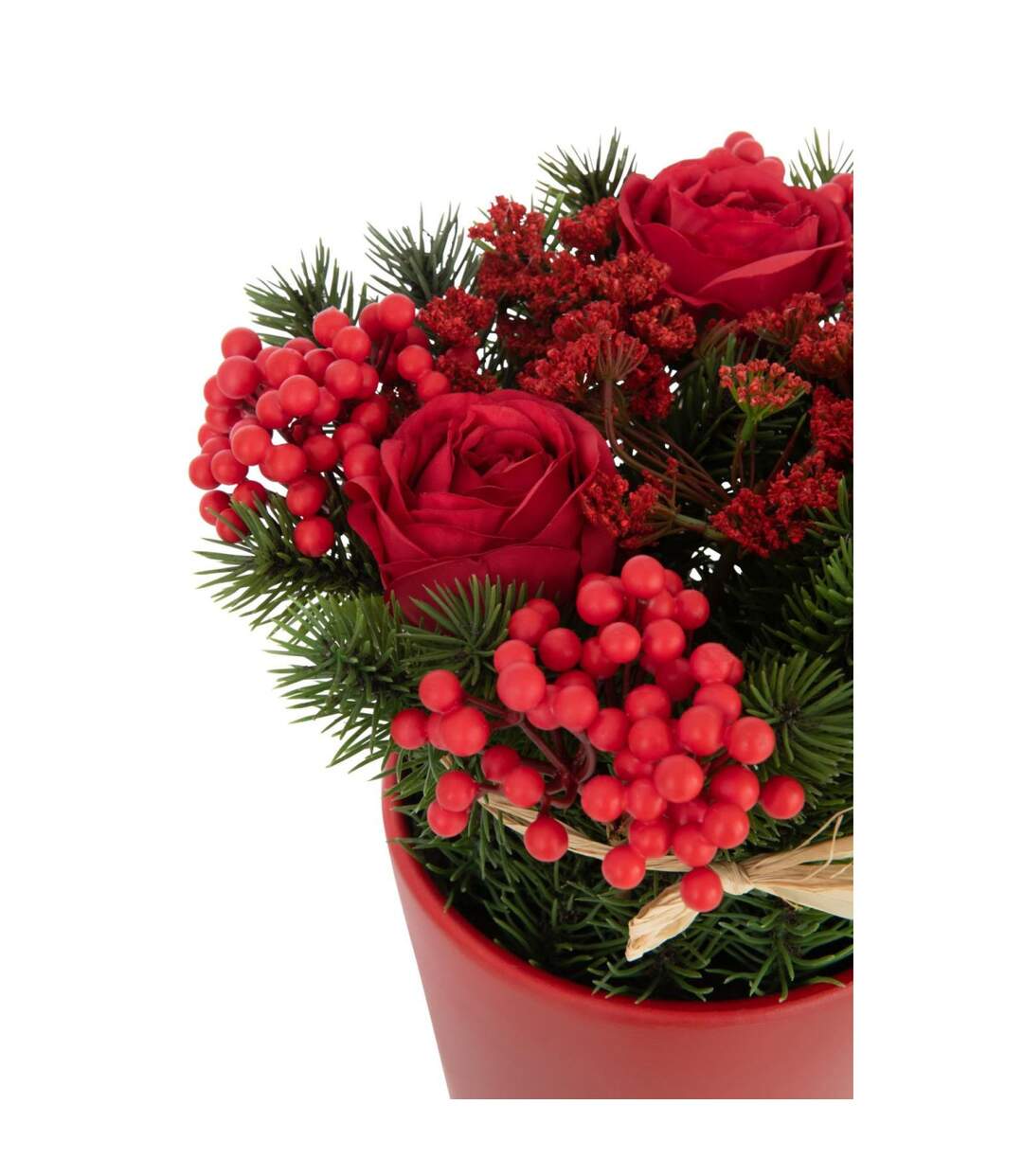 Composition Florale Pot Roses & Baies 25cm Rouge-2