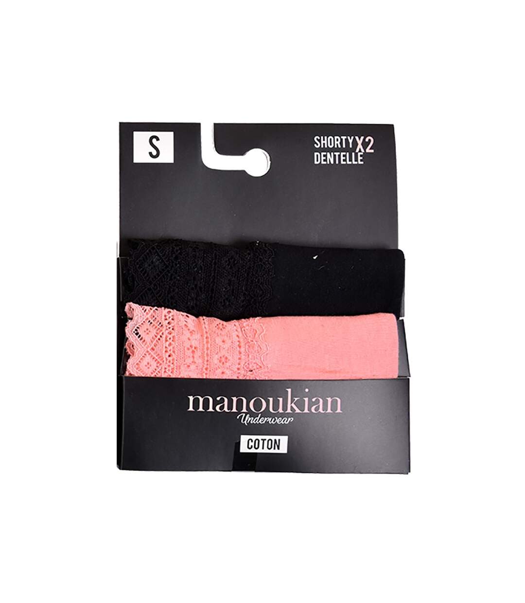 Culottes Femme MANOUKIAN Underwear Confort Qualité supérieure Pack de 2 MANOUKIAN Dentelle Noir Rose-2