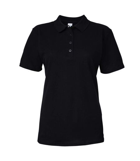 Softstyle Womens/ladies Polo À Manches Courtes En Double Piqué Noir Gildan