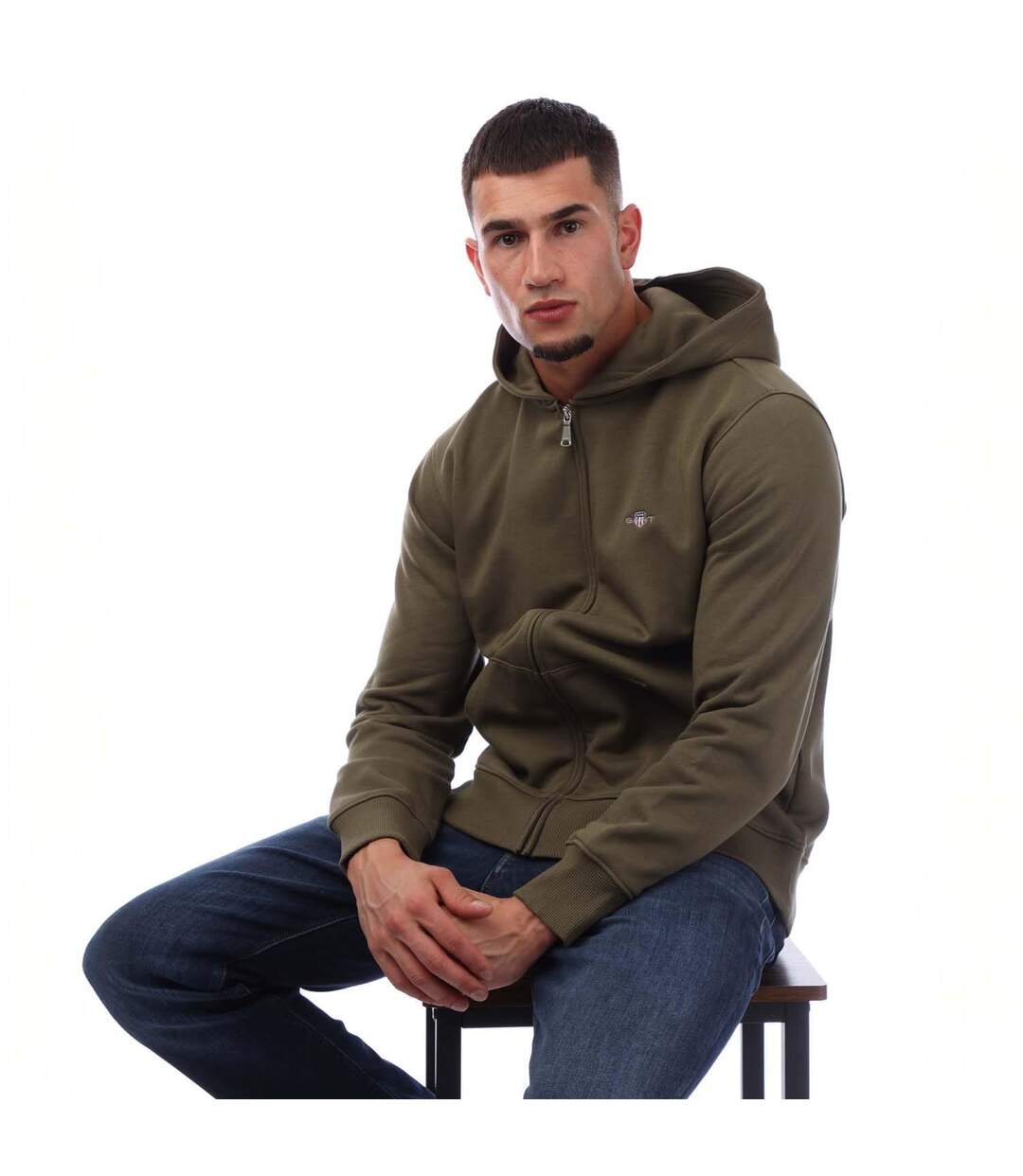 Veste À Capuche Style Logo Bouclier Homme Vert Gant-1
