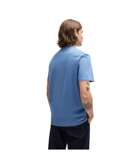 Mens Logo Printed Cotton Jersey T-shirt Blue Hugo