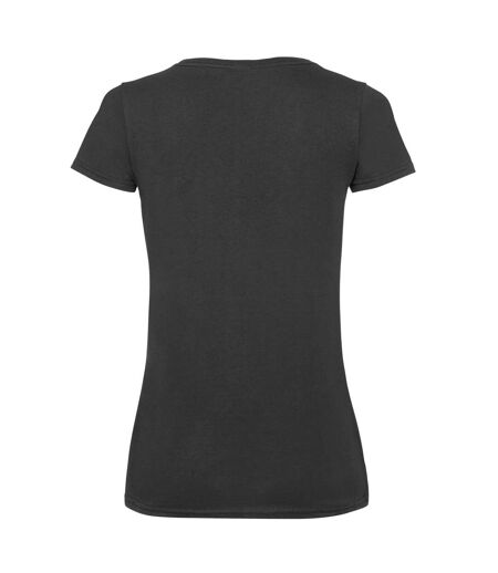 Fruit of the Loom Womens/Ladies V Neck Lady Fit T-Shirt (Black)