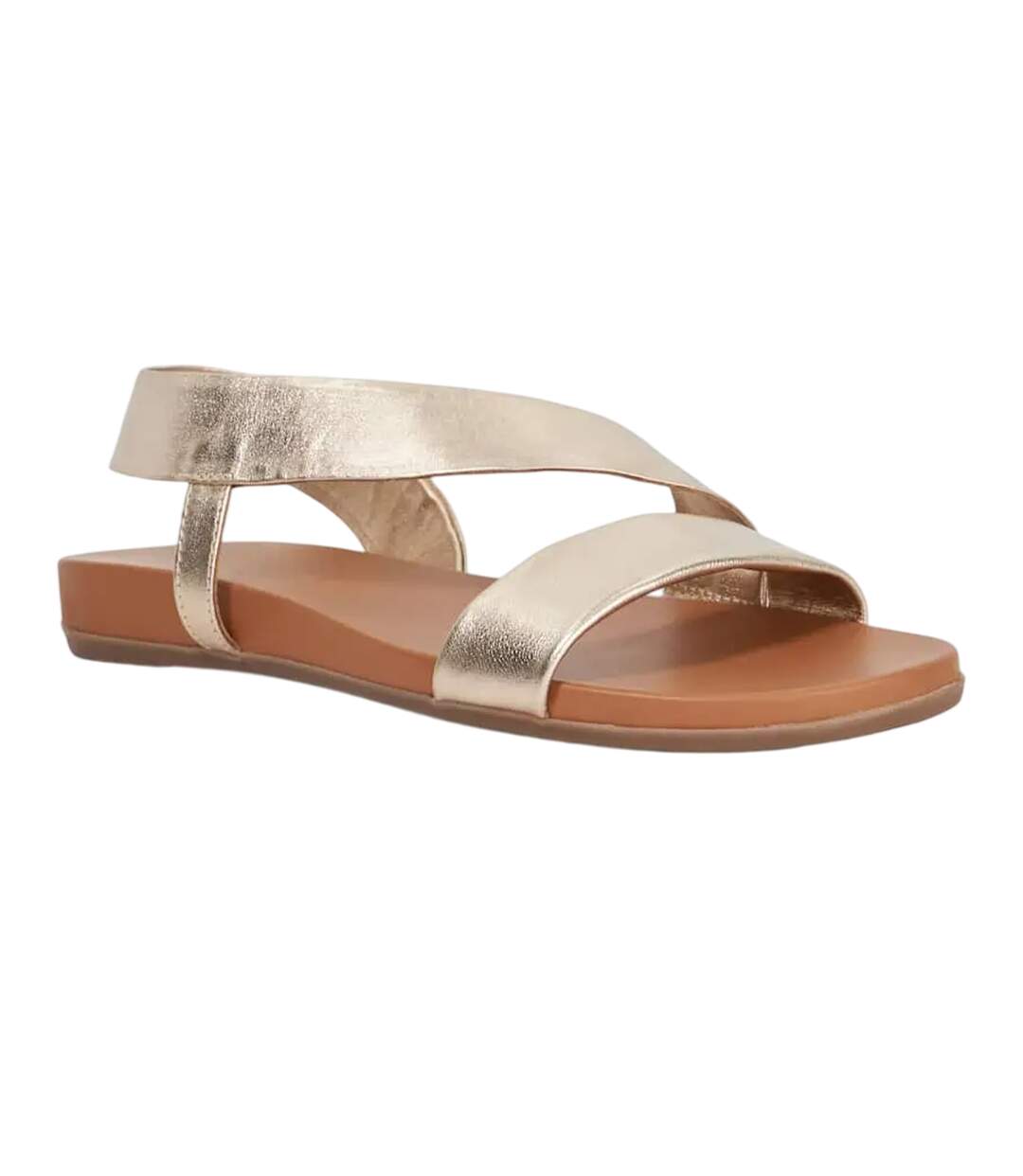 Womens/ladies Lucina Leather Flat Sandals Gold Dune London-1