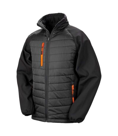 Unisex adult compass softshell padded jacket black/orange Result