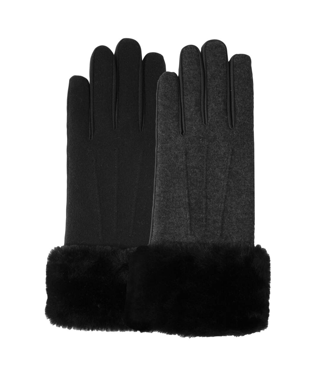 Isotoner Gants femme tactiles bord fausse fourrure - doublés polaire-3