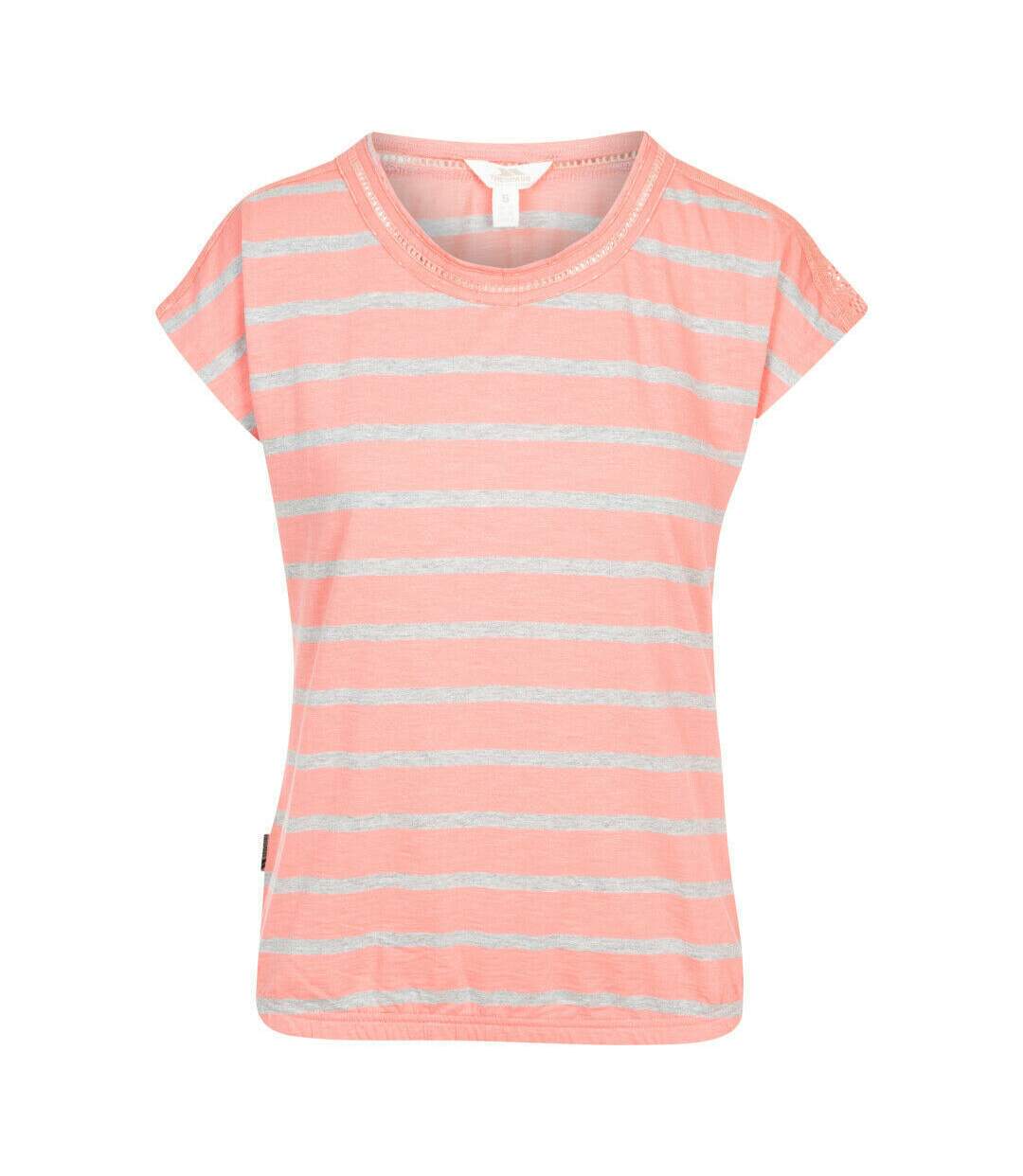 Trespass Womens/Ladies Moor Striped T-Shirt (Blossom/Light Grey Marl)
