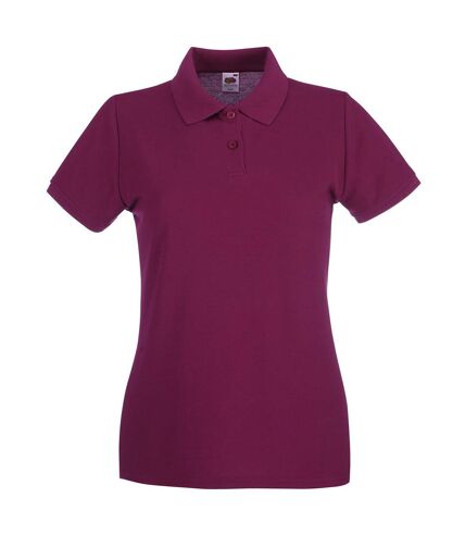 Womens/ladies premium polo shirt burgundy Fruit of the Loom