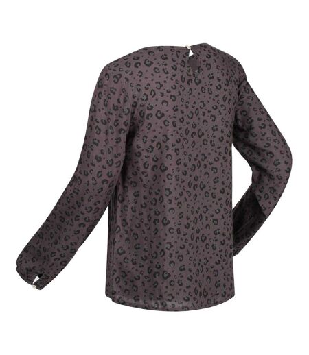 Blouse Manches Longues Motif/style Imprimé Léopard Hadria Femme Noir Imprimé Léopard Regatta