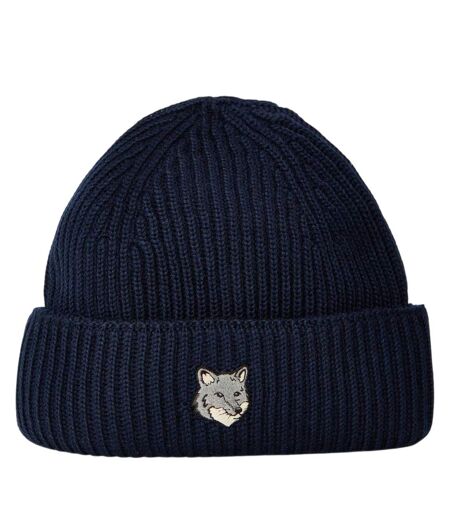 Unisex Adult Fox Virgin Wool Beanie Classic Navy Blue Maison Kitsuné