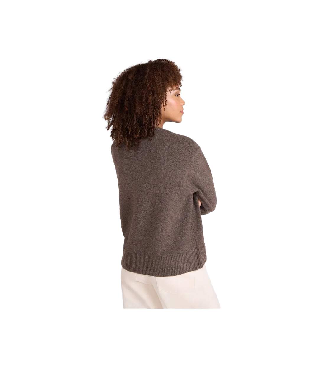 Womens/ladies Fluffy Jumper Brown Animal-3