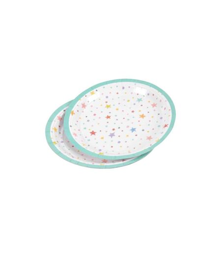 Lot de 6 Assiettes en Carton Anniversaire Coloré 18cm Blanc
