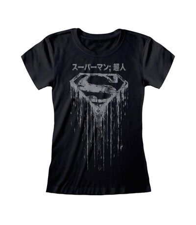 Superman Womens/Ladies Logo T-Shirt (Black) - UTHE373