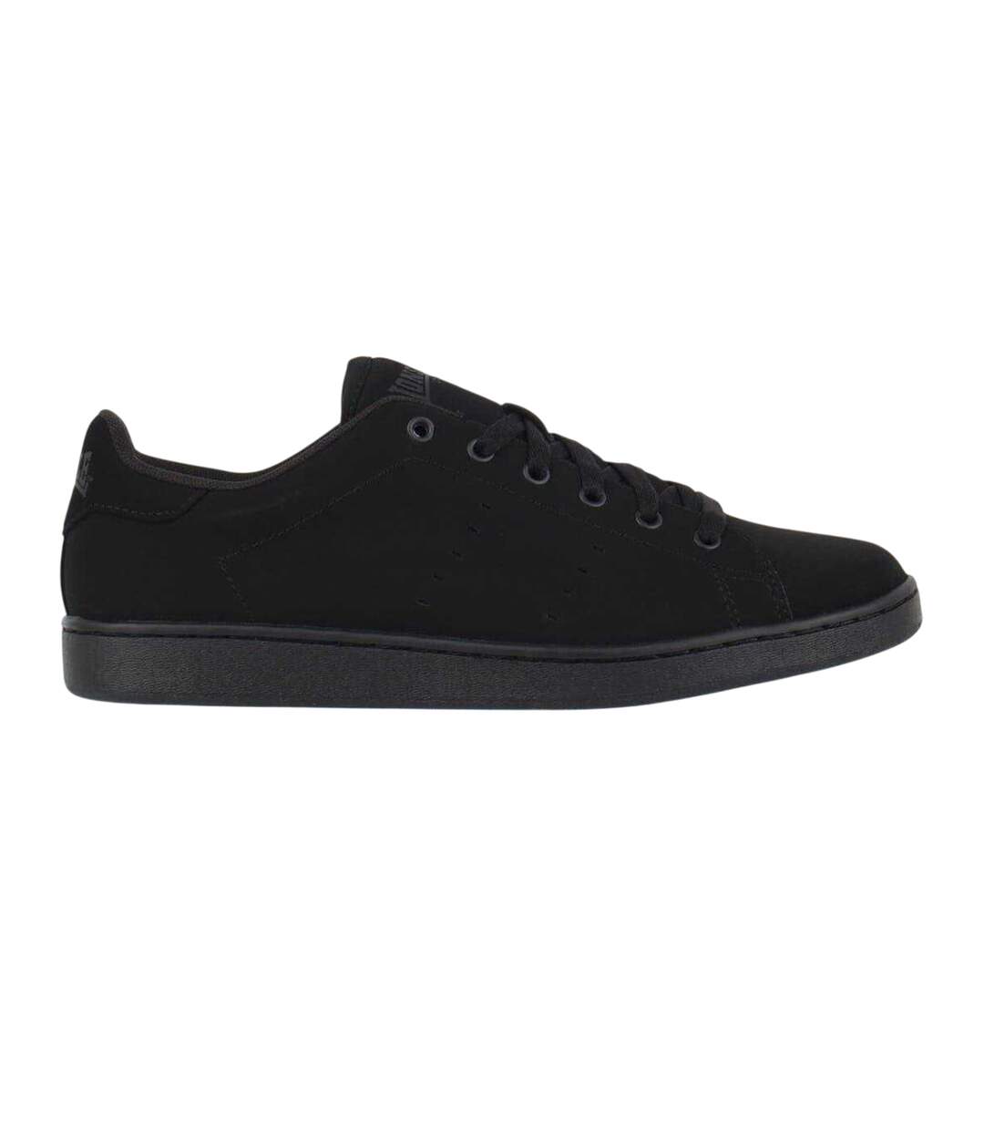 Mens Leyton Leather Flat Trainers Black Lonsdale-1