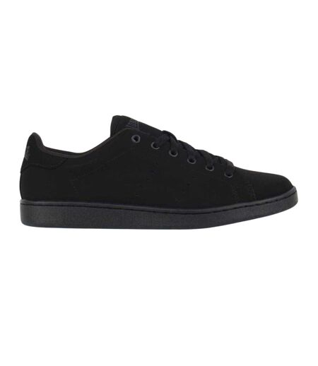 Mens Leyton Leather Flat Trainers Black Lonsdale