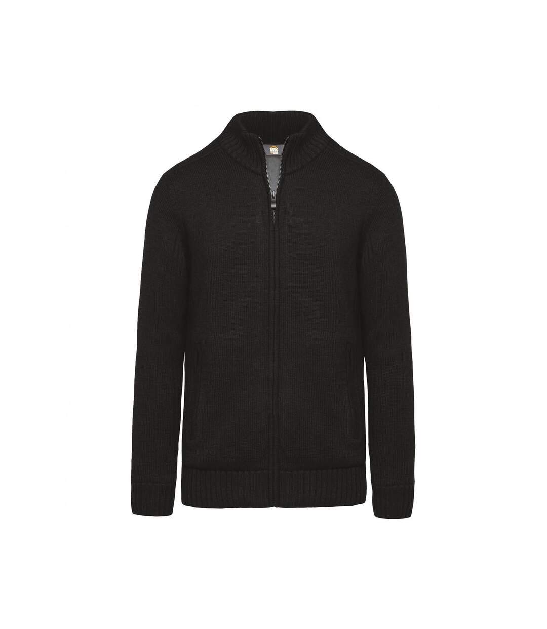 Gilet cardigan doublé polaire - HOMME - WK959 - noir