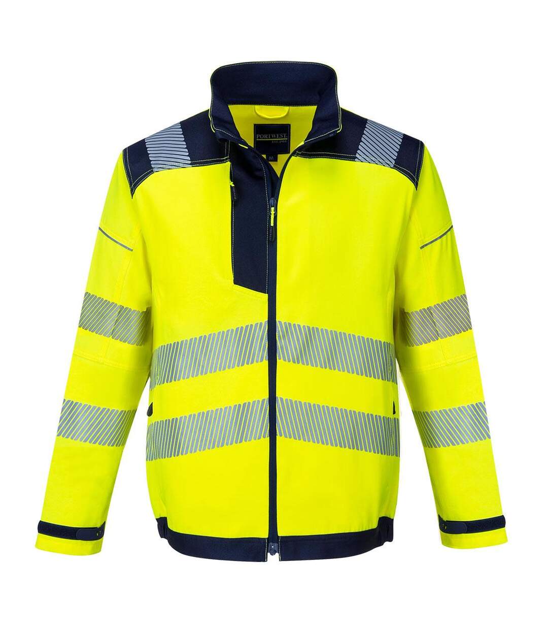 Mens pw3 hi-vis work jacket yellow/navy Portwest-1