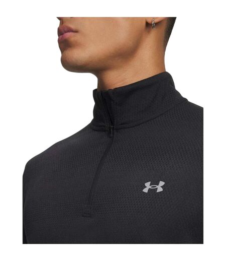Mens Velociti Quarter Zip Fitted Long-sleeved Top Black Reflective Black Under Armour