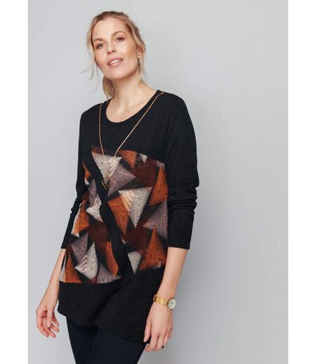 Tunique graphique avec collier fantaisie