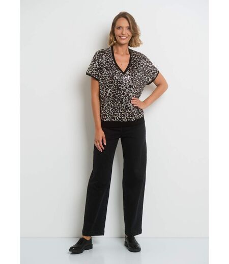 T-shirt en résille imprimée avec sequins