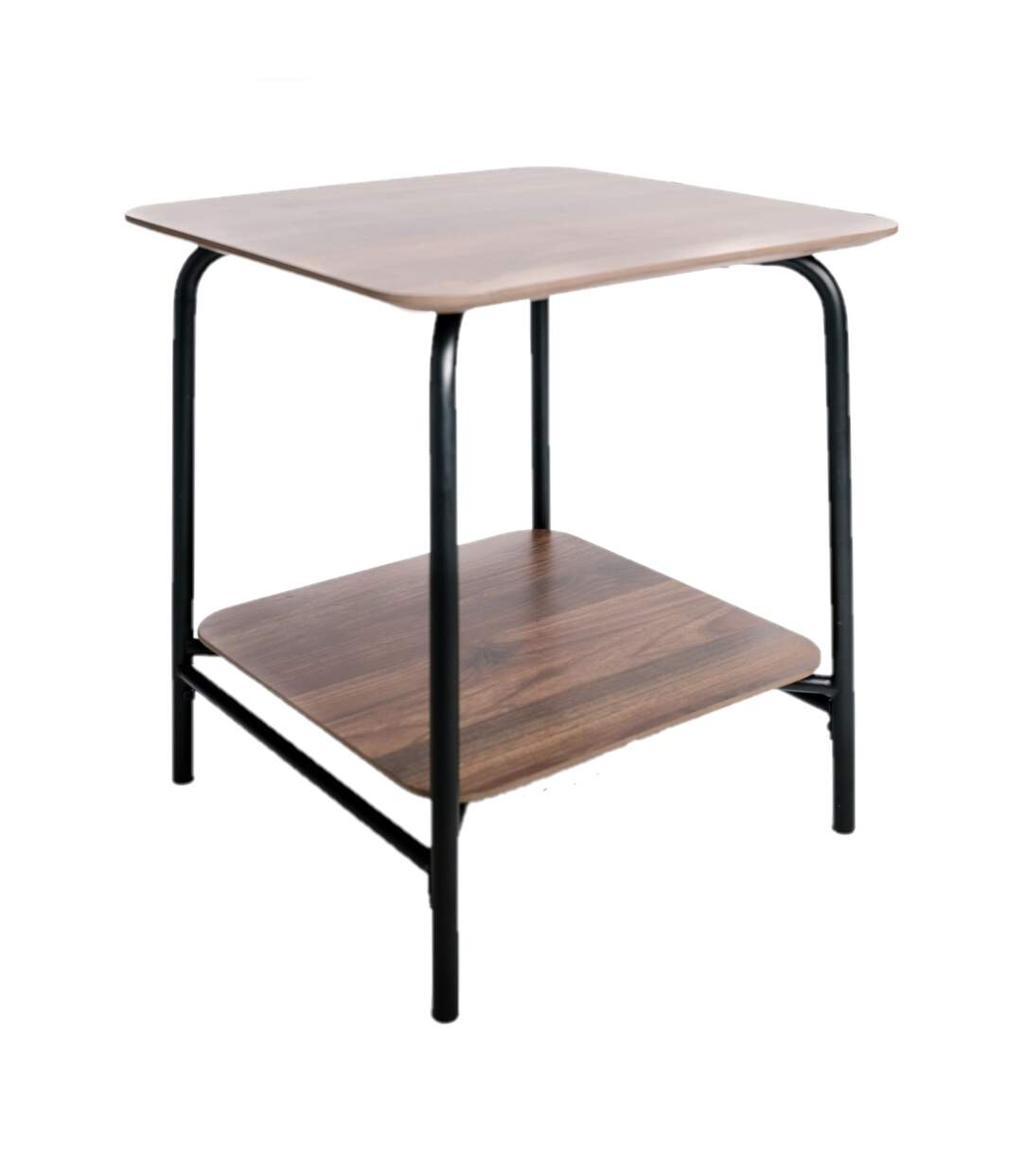 Table d'appoint en Métal et MDF avec 1 étagère - Marron et Noir-1
