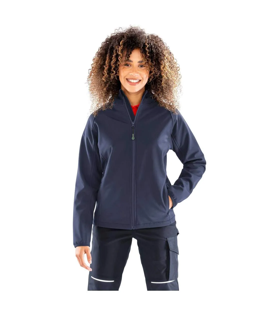 Womens/ladies 3 Layer Printable Soft Shell Jacket Navy Result Recycled-4