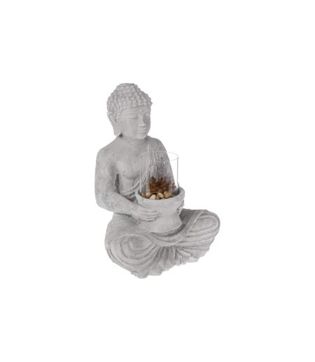 Photophore en Ciment Bouddha Assis 40cm Gris