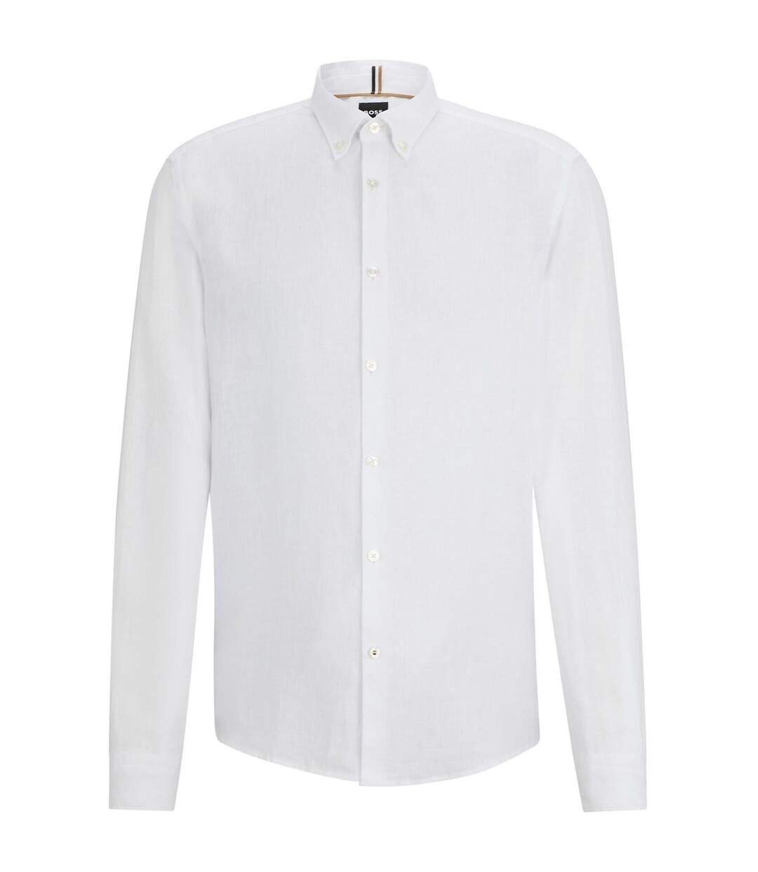 Mens Liam Linen Button-down Shirt White Boss-2