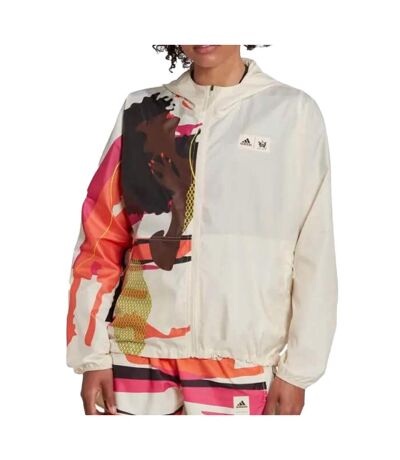 Coupe-Vent blanc/rose femme adidas fast - l