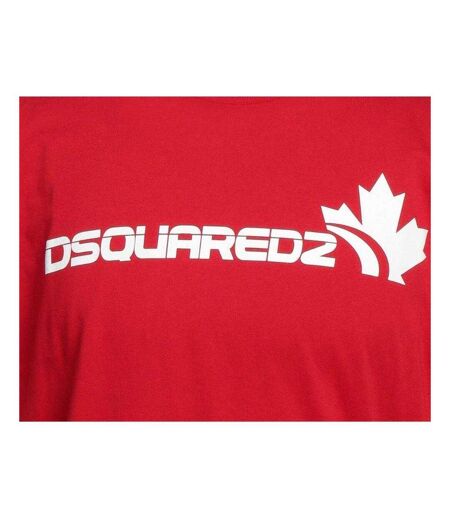 T-shirt Motif/style Feuille D´érable Homme Rouge Blanc DSquared2