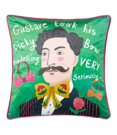 Gustave illustration cushion cover 43cm x 43cm green Furn