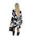 Womens/ladies Brush Stroke Polyester Long-sleeved Skater Dress Black White AX Paris-3