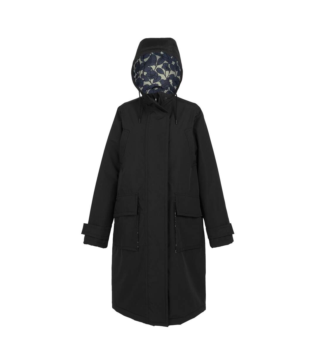 Womens/ladies Orla Kiely Birdy Longline Waterproof Jacket Black Grey Regatta-1