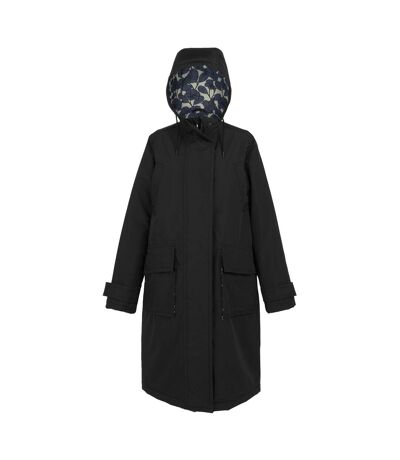 Womens/ladies Orla Kiely Birdy Longline Waterproof Jacket Black Grey Regatta
