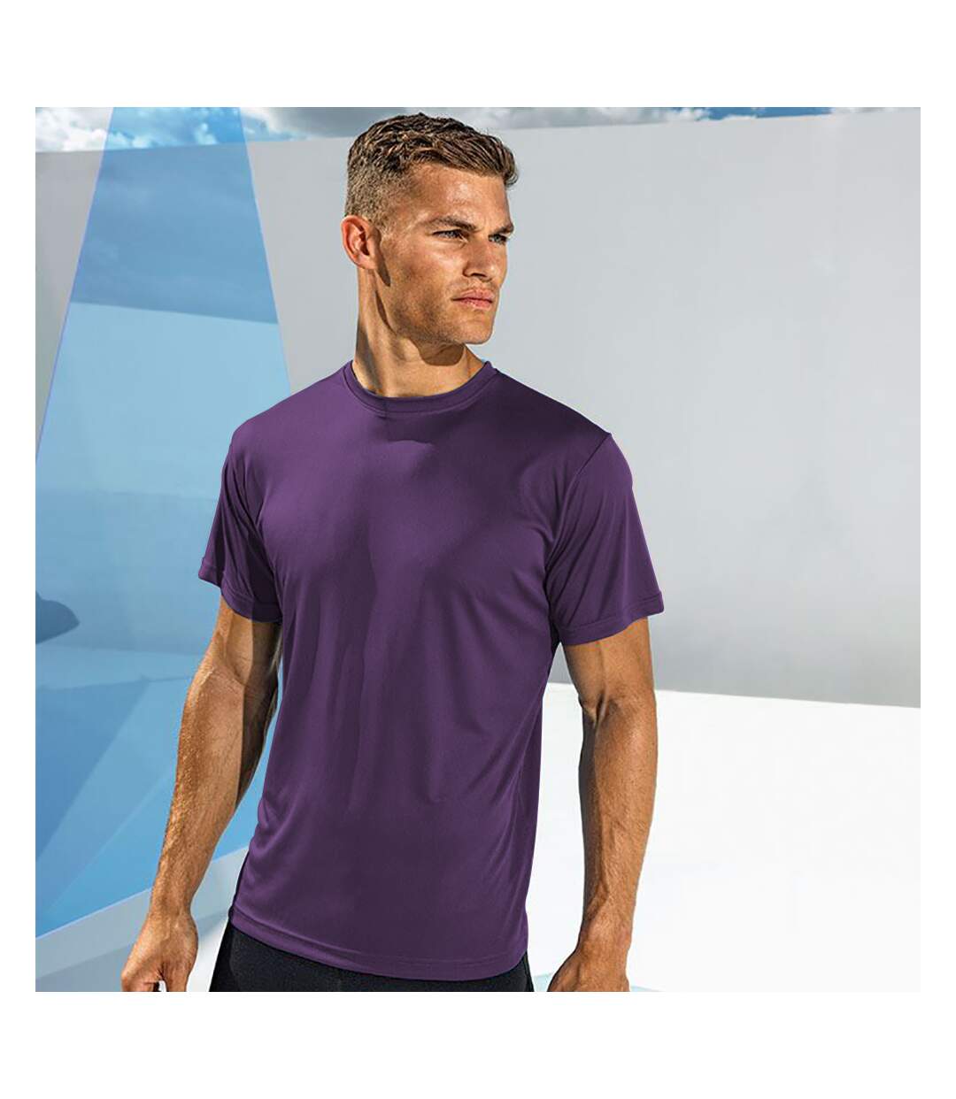 T-shirt de fitness à manches courtes homme pourpre vif Tri Dri-2