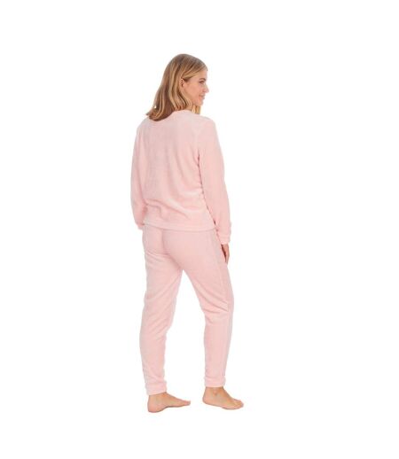 Womens/ladies Shimmer Finish Flannel Pyjamas Pink Forever Dreaming