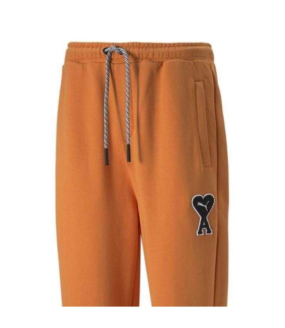 Unisex Adult Ami Fleece Heart Tapered Joggers Jaffa Orange Puma-3