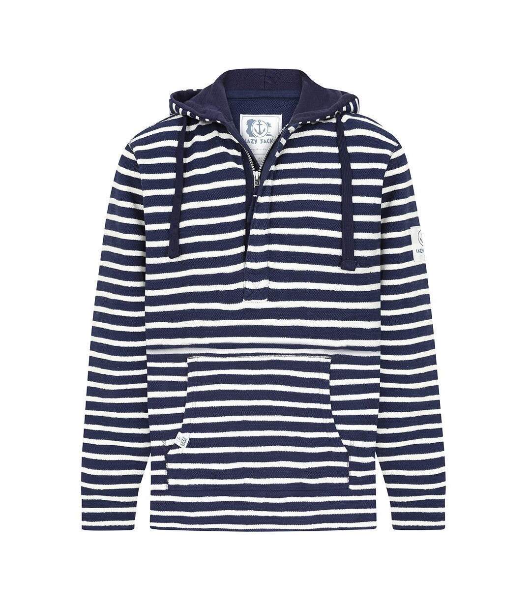 Mens Textured Hoodie Marine Lazy Jacks-1
