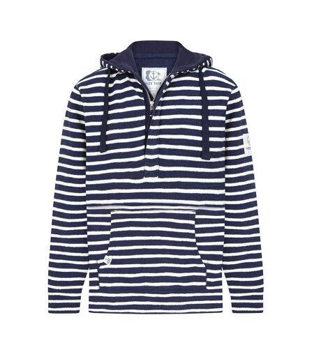 Mens Textured Hoodie Marine Lazy Jacks
