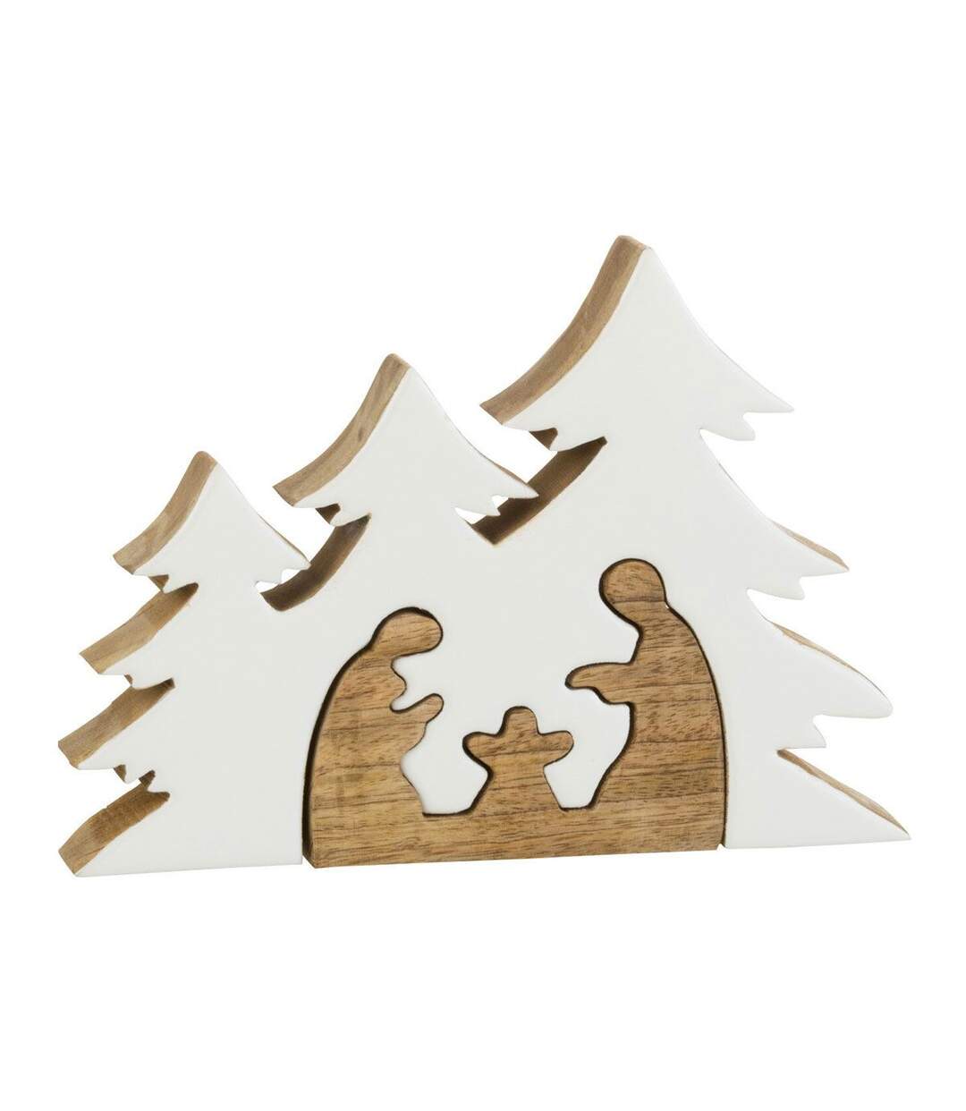 Crèche de Noël & Sapins Puzzle 25cm Blanc & Naturel-1