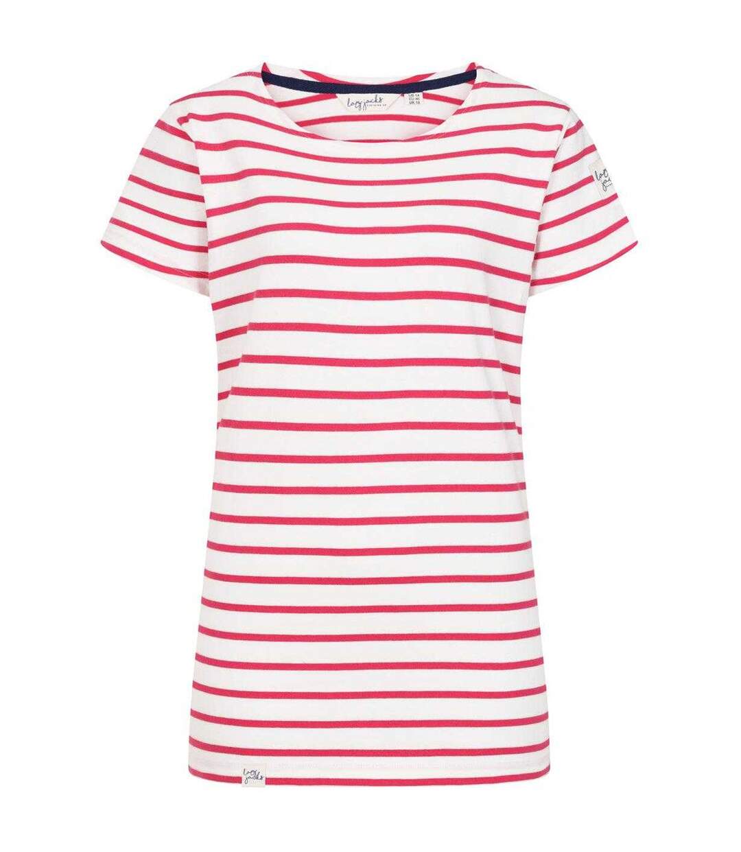 T-shirt Manches Courtes Motif/style Rayures Contrastées Breton Femme Cerise Lazy Jacks-1