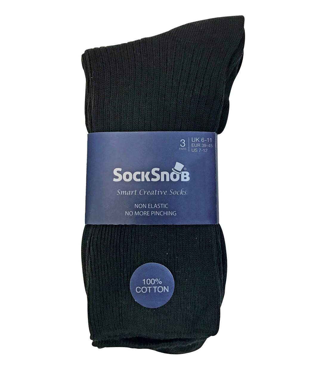 12 Pair Multipack Mens 100% Cotton Socks, Sock Snob, Size 6-11 & 11-14