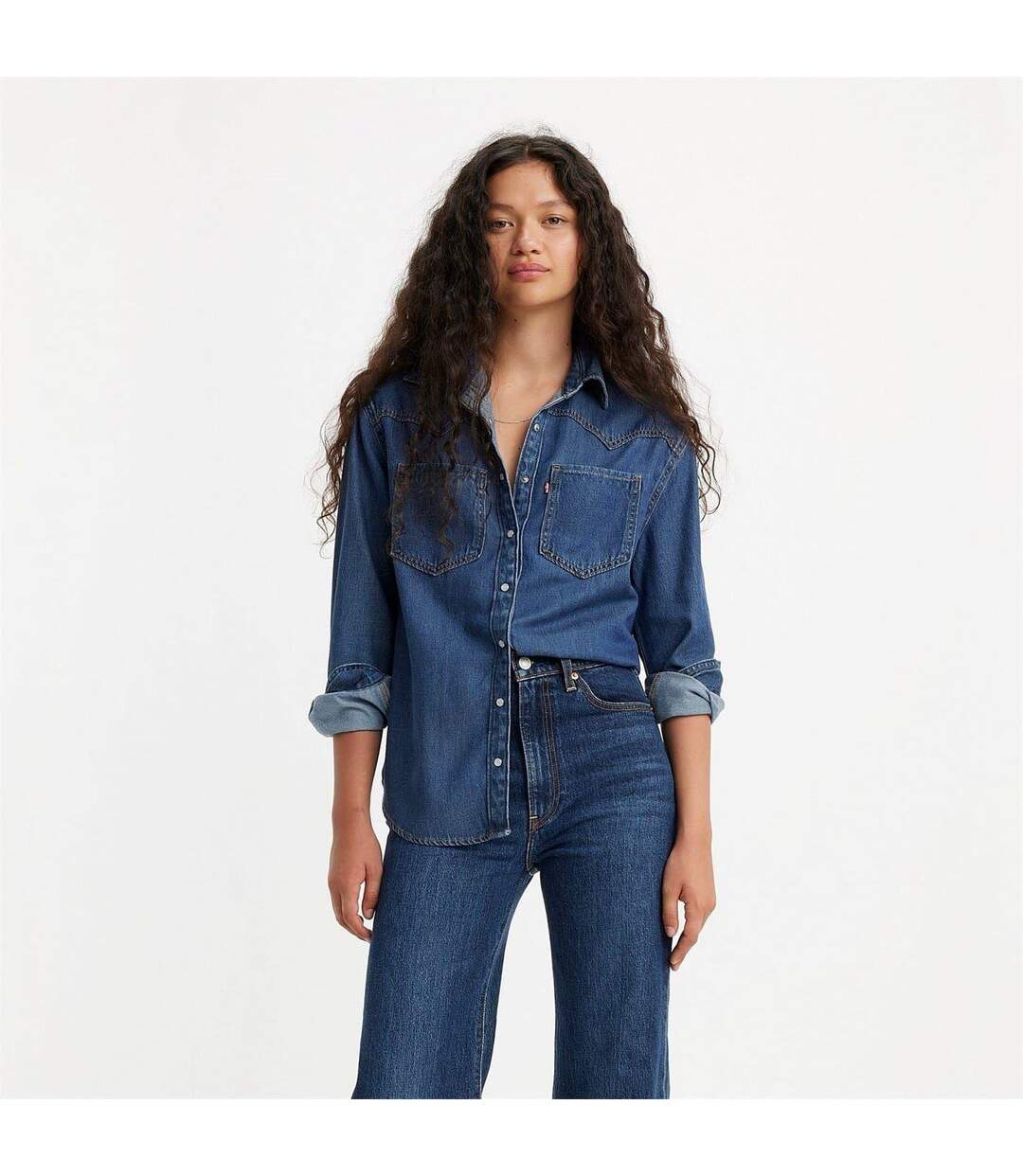 Womens/ladies Teodora Denim Lightweight Shirt Blue Levis-1
