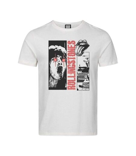 T-shirt Motif/style The Rolling Stones Punk Poster Adulte Vieux Blanc Amplified